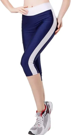 iQKA Side Leggings Waist Tummy Women's High Pockets Capris Control Yoga Workout Pants