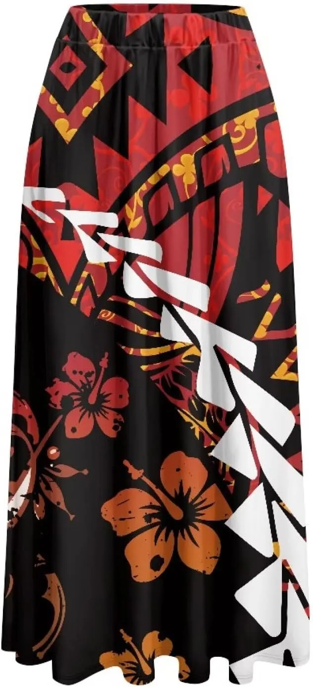 Irisjudy Women Boho Maxi Long Skirt Galaxy Jellyfish A Line Long Skirts with Pocket Jungle Mushroom Beach Holiday Maxi Skirts