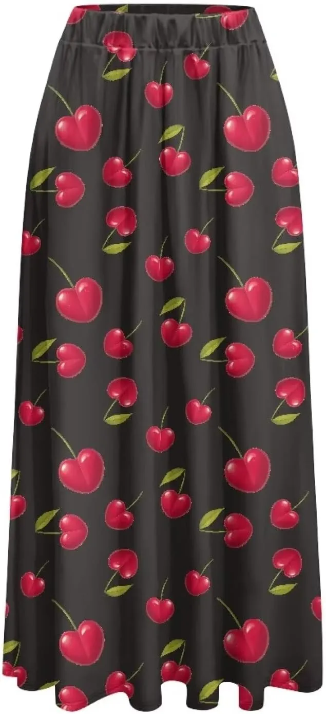 Irisjudy Women's Flare Long Maxi Skirt Magical Mushroom Casual Elastic Waisted Pleated Skirt Tie Dye Long Skirt with Pockets