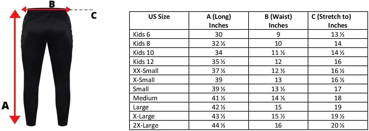 KELME Soccer Goalkeeper Pants Pro with Protection Pads  Padded Soccer Goalie Pants  Kids, Youth and Adults Sizes