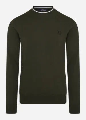 Klassischer Pullover mit Rundhalsausschnitt - jagdgrn