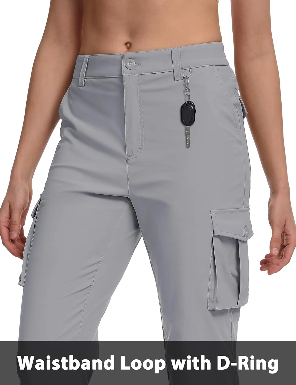 MAGCOMSEN Women's Cargo Capris Pants with 6 Pockets Lightweight Water Resistant Hiking Travel Pants Summer Casual