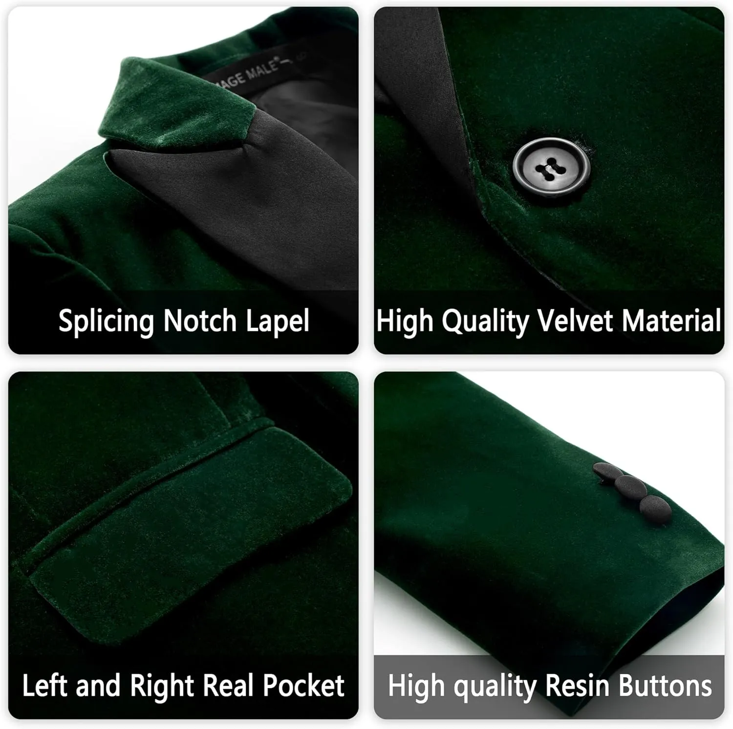 MAGE MALE Boys Velvet 3 Pieces Suit Multiple Colour Jacket Pants Set for Wedding Prom Party Tuxedo with Kids Suspenders