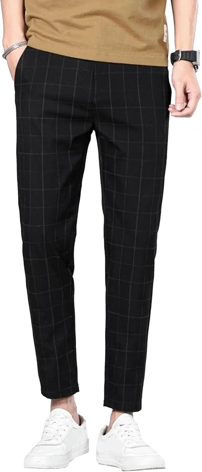 Maiyifu-GJ Men's Stretch Skinny Dress Pants Fashion Slim Fit Business Casual Pants Lightweight Tapered Chino Trousers