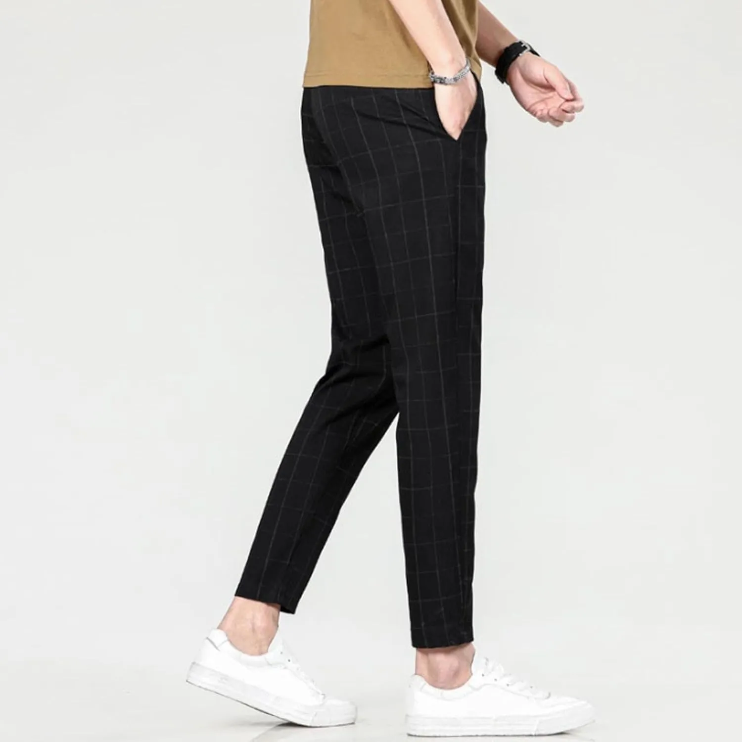 Maiyifu-GJ Men's Stretch Skinny Dress Pants Fashion Slim Fit Business Casual Pants Lightweight Tapered Chino Trousers