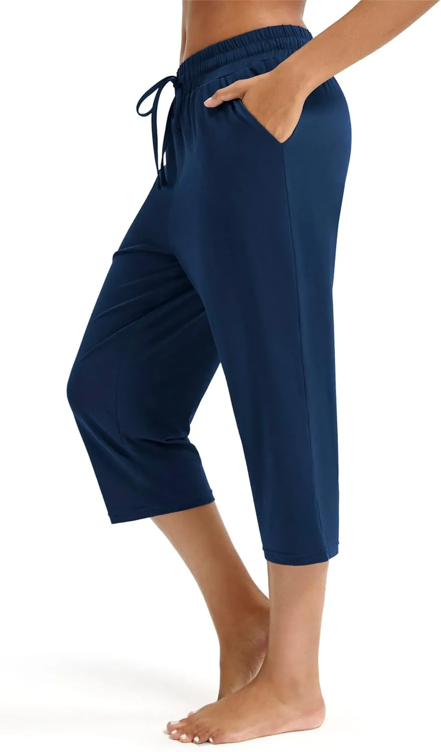 Maxbee Capri Pants for Women Drawstring Workout Sweatpants Comfy Lounge Elastic Waist Yoga Pants