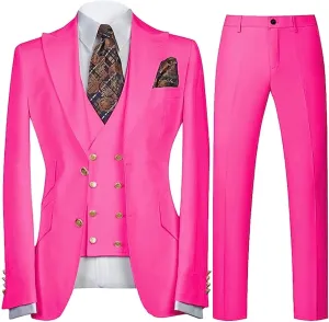 Men 3 Piece Jacket Vest Pants Suits 2 Button Suits Tuxedo Blazer Dress