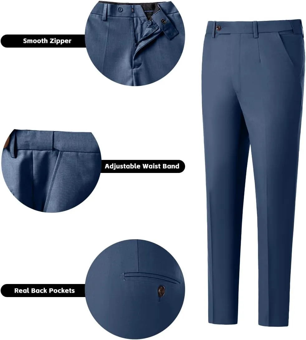 Mens 3 Piece Slim Fit Suit Set, Double Breasted Blazer Vest Pants Business Tuxedo Dress