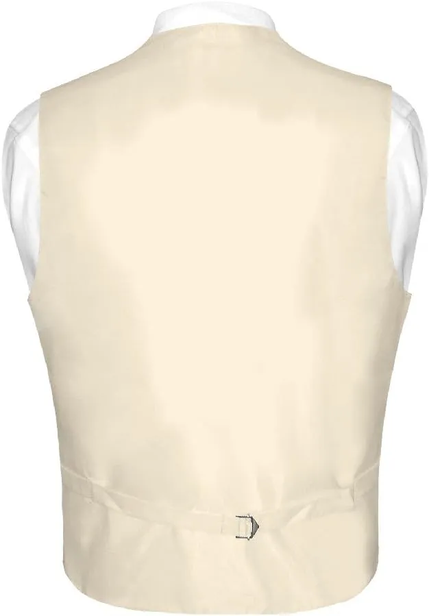 Men's Dress Vest & NeckTie Solid CREAM Color Neck Tie Set for Suit or Tuxedo
