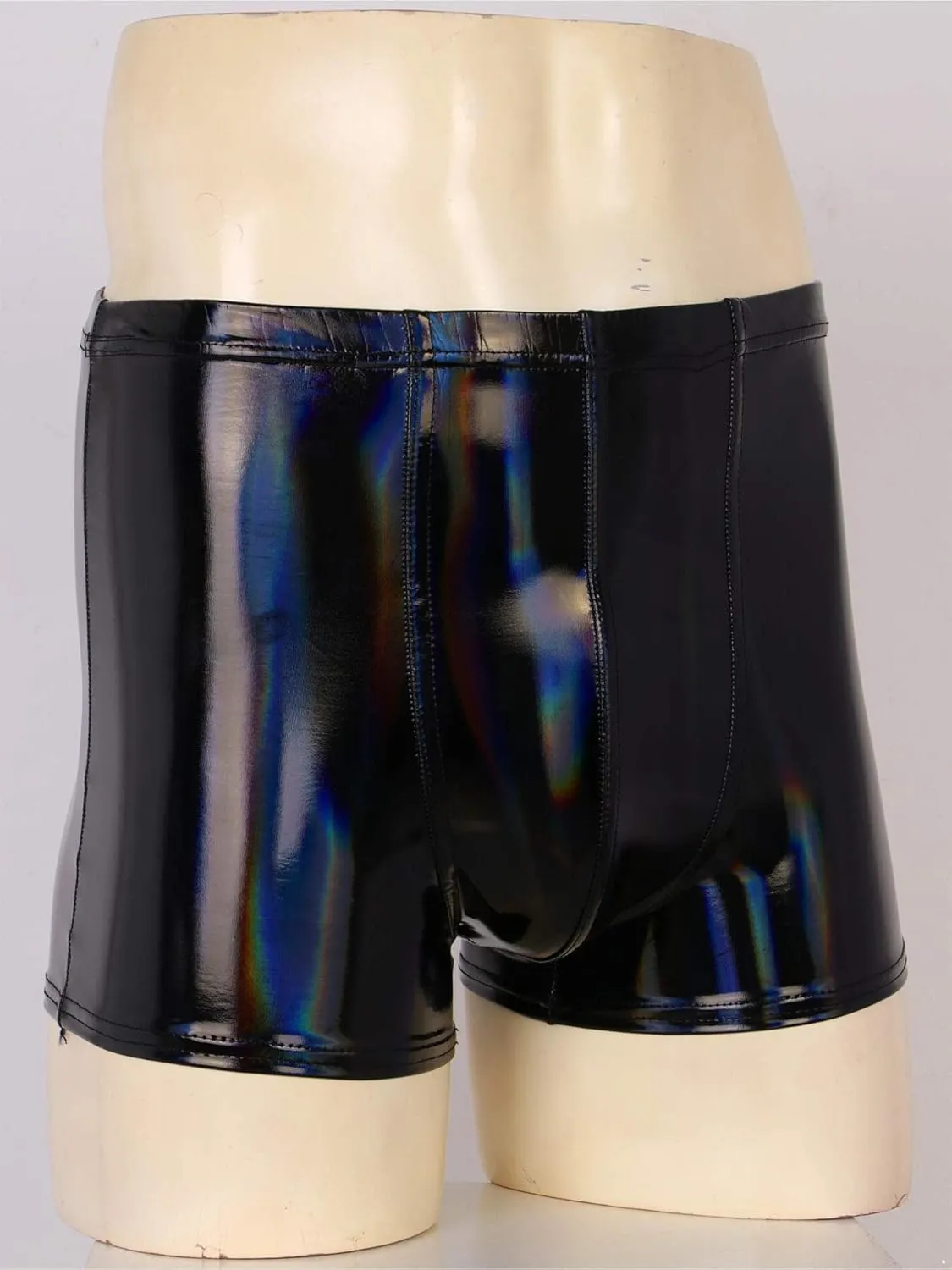 Men's Faux Leather Low Rise Pouch Trunks Shorts Underwear Hot Pants Bikini Briefs