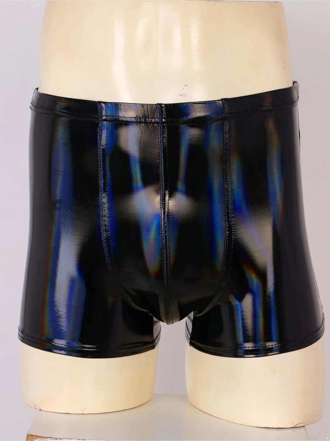 Men's Faux Leather Low Rise Pouch Trunks Shorts Underwear Hot Pants Bikini Briefs