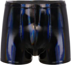 Men's Faux Leather Low Rise Pouch Trunks Shorts Underwear Hot Pants Bikini Briefs