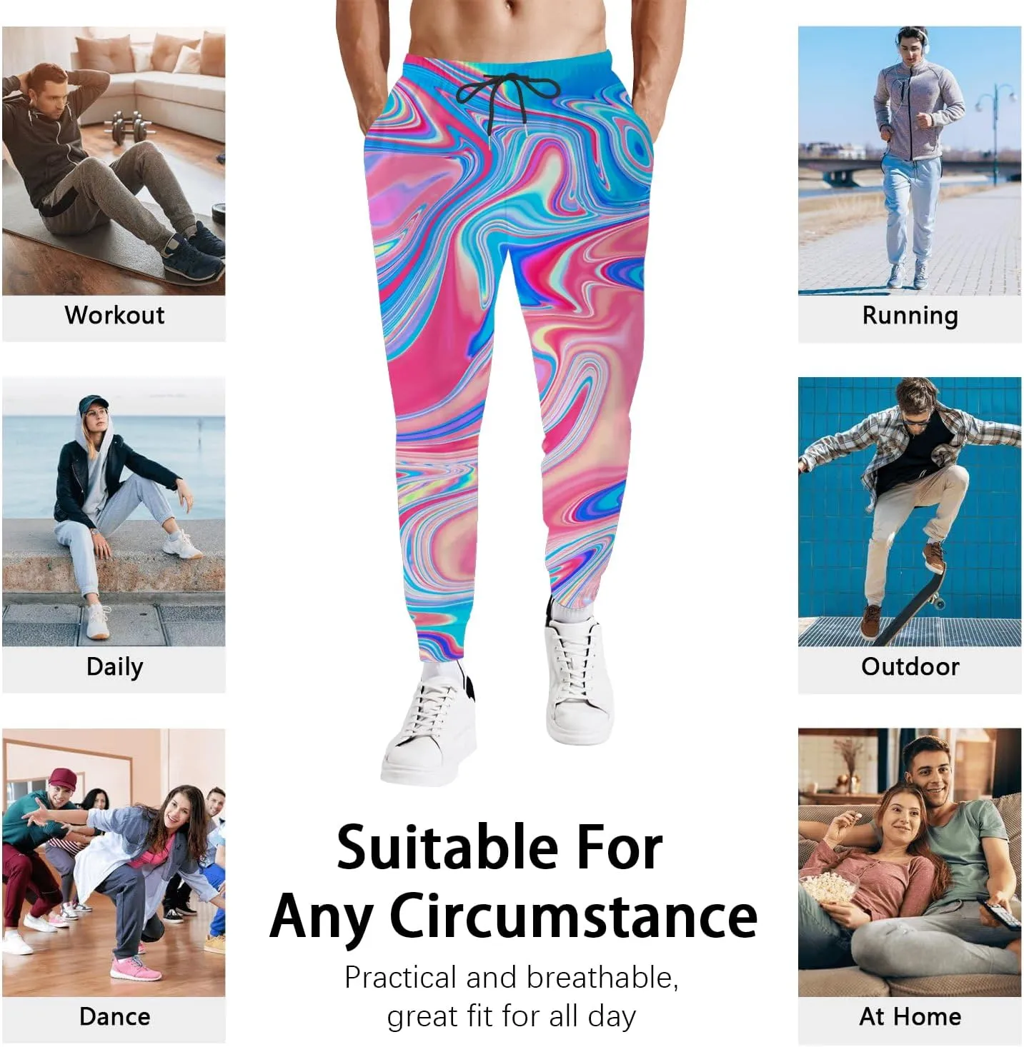 Mens Jogger Pants 80s Outfit for Men Costumes Sweatpants 90s Outfit for Men Casual Sports Track Pants