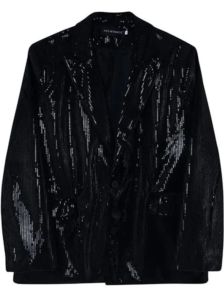 Mens Sequin Sexy Stage Performance Suit Jacket