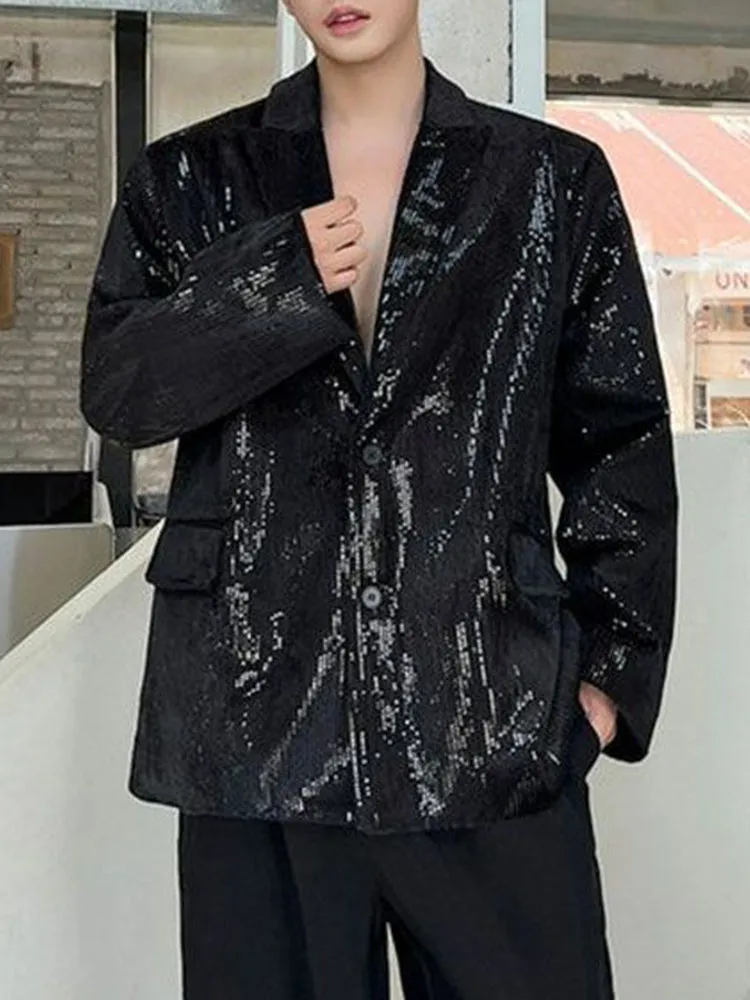 Mens Sequin Sexy Stage Performance Suit Jacket