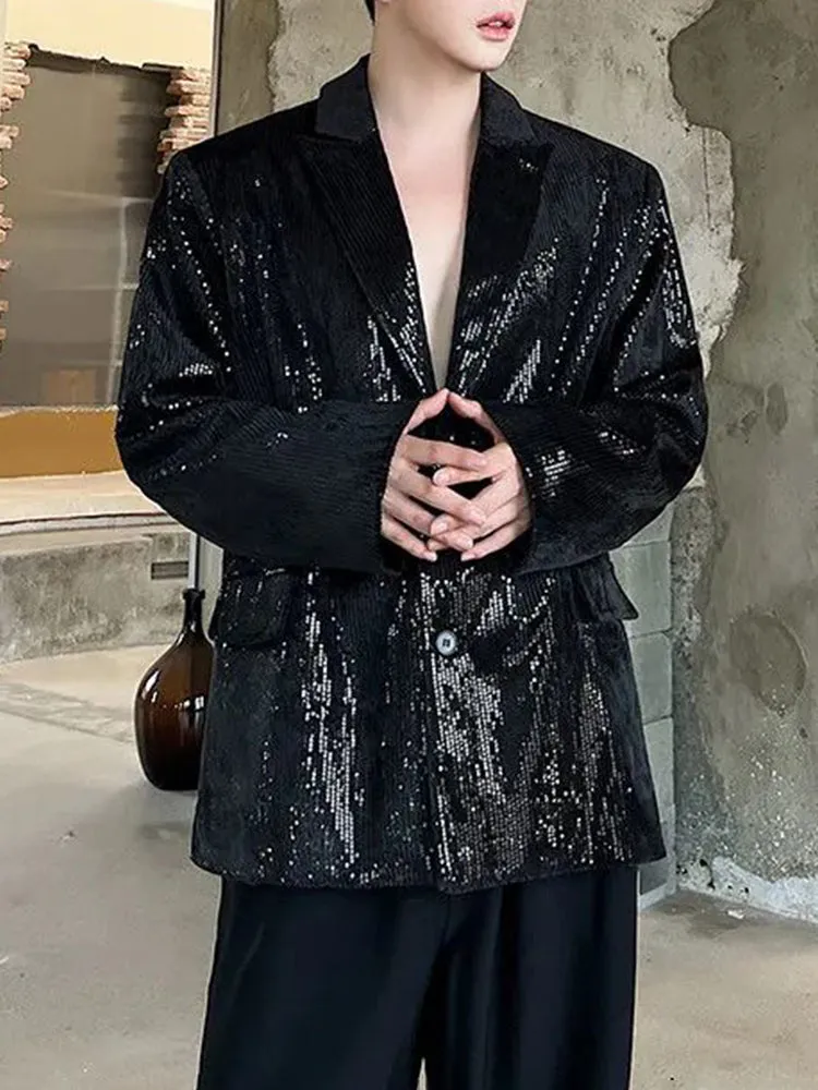 Mens Sequin Sexy Stage Performance Suit Jacket