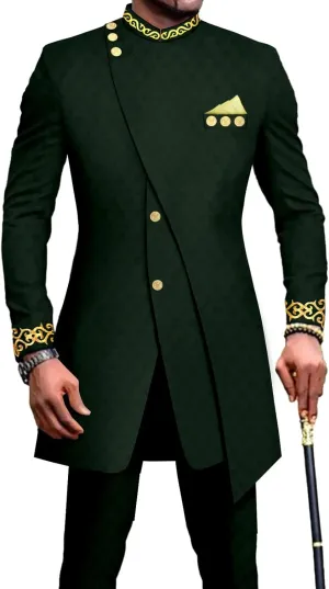 Men`s Suit Single Breasted Slim Fit Blazer and Trousers Outfits Set African Clothes