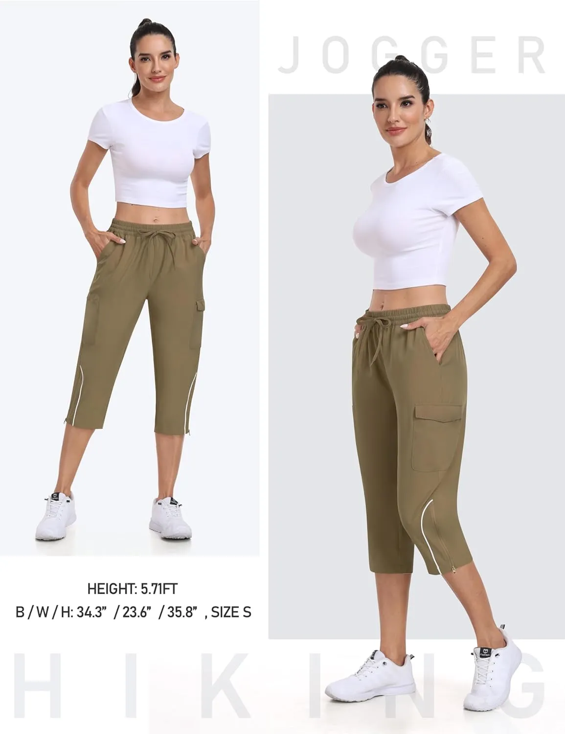 MoFiz Capri Pants for Women Lightweight Casual Summer Trip Loose Shorts with Zipper Pockets