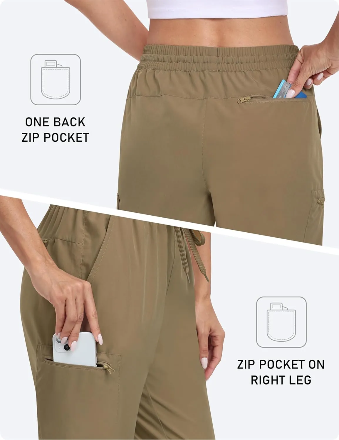 MoFiz Capri Pants for Women Lightweight Casual Summer Trip Loose Shorts with Zipper Pockets