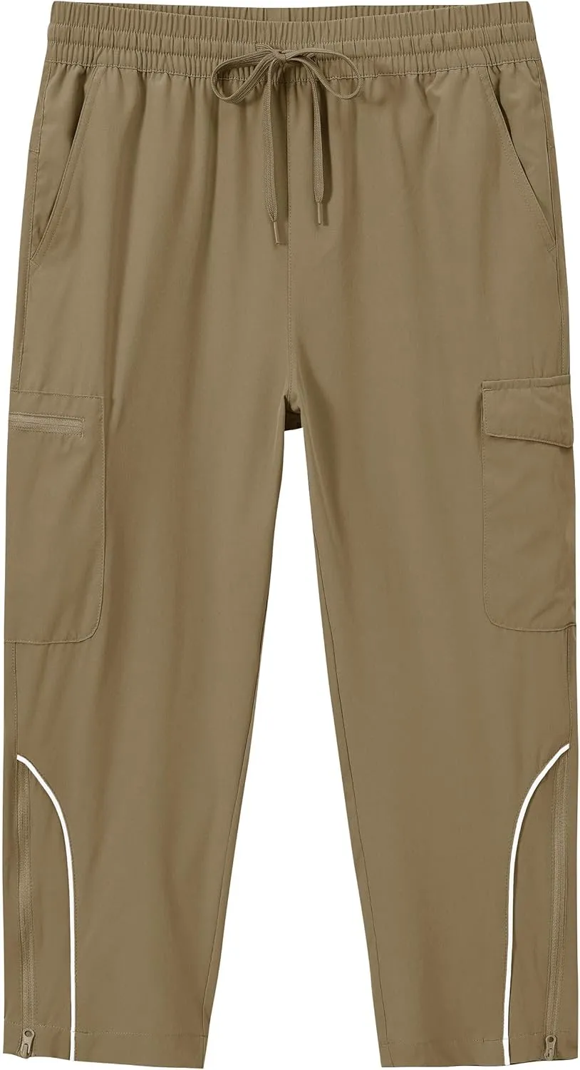MoFiz Capri Pants for Women Lightweight Casual Summer Trip Loose Shorts with Zipper Pockets