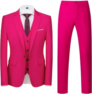 MOGU Mens Slim Fit 3 Piece Suit Blazer Jacket Pants and Vest Set