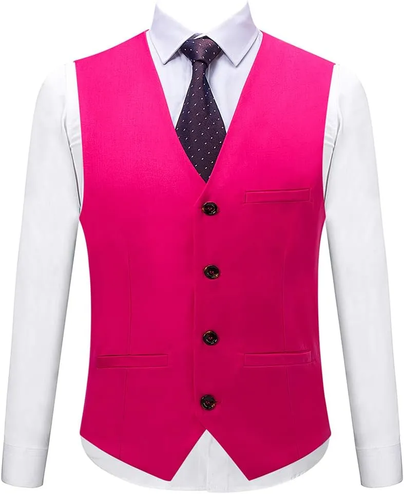 MOGU Mens Slim Fit 3 Piece Suit Blazer Jacket Pants and Vest Set
