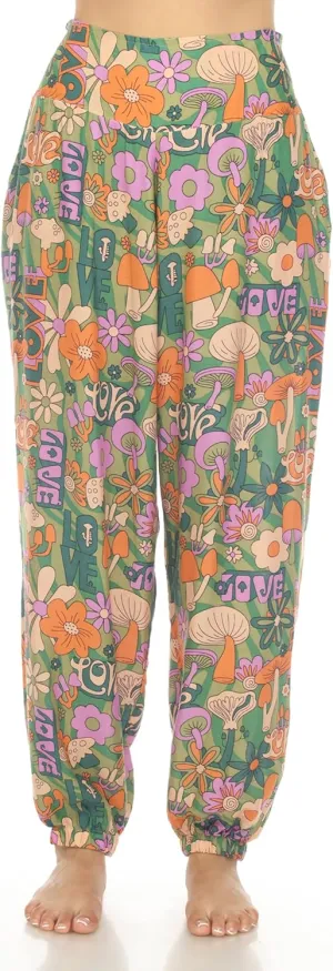 Mushroom Love Print Harem Pants
