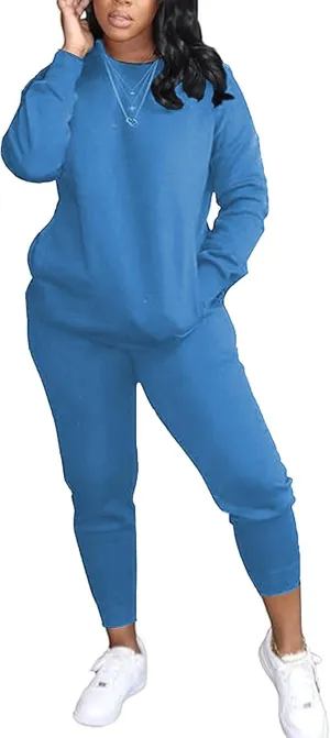 OCEANLUX Two Piece Sweatsuits For Women Casual Joging Outfits Long Sleeve Legging Pants
