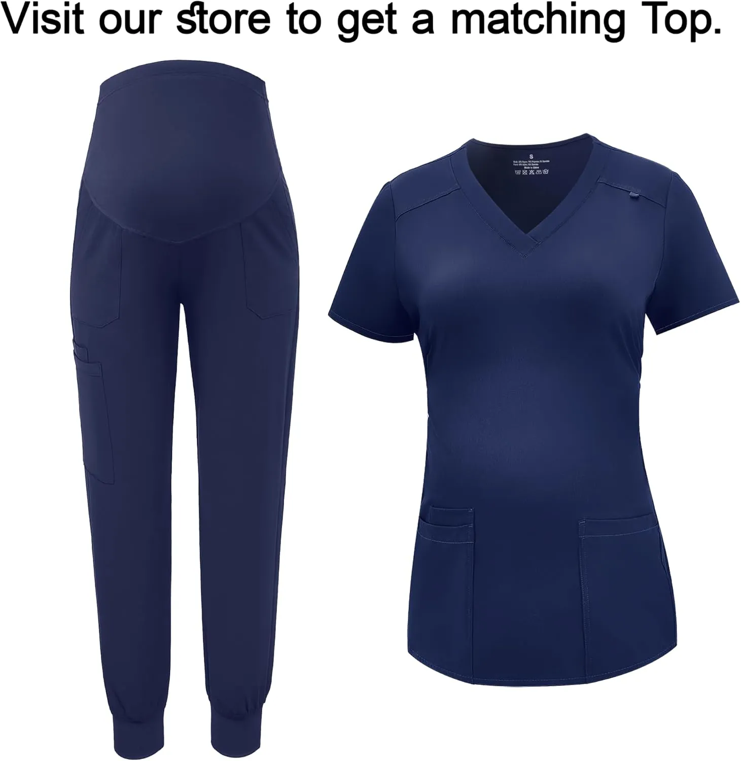 PACBREEZE Women's Maternity Scrubs with 6 Pockets, Workwear Maternity Jogger Scrubs Pregnancy Pants, S-XXL