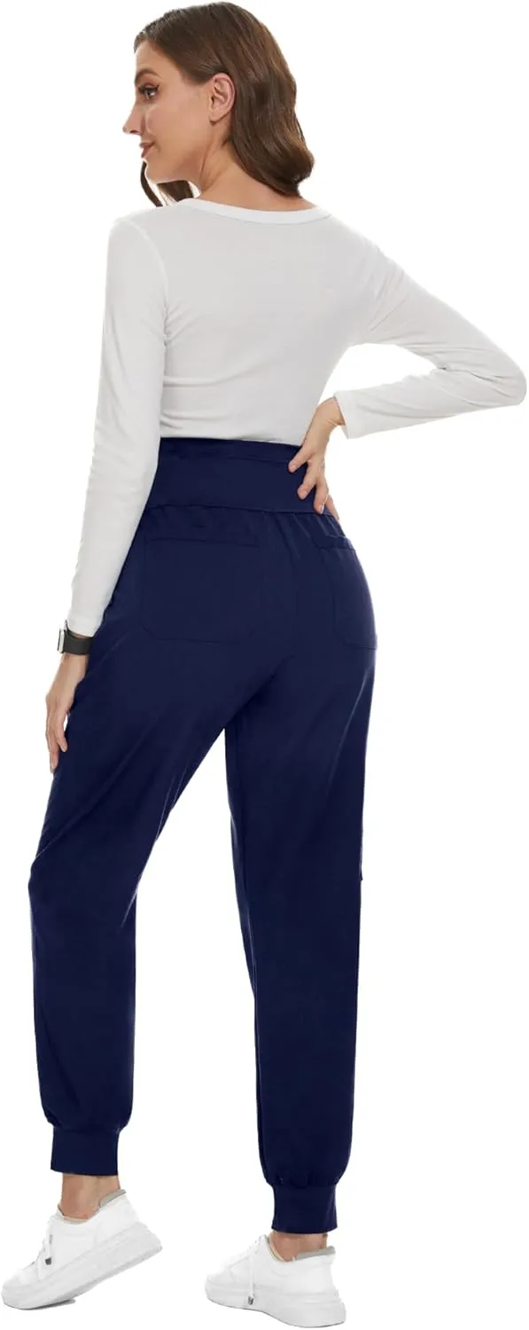 PACBREEZE Women's Maternity Scrubs with 6 Pockets, Workwear Maternity Jogger Scrubs Pregnancy Pants, S-XXL