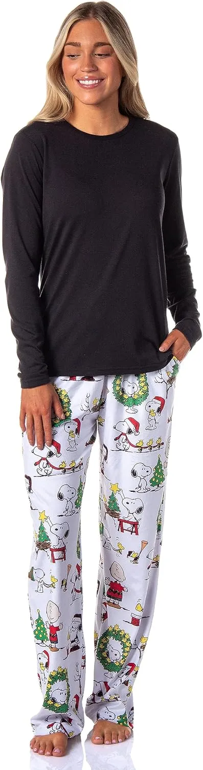 Peanuts Womens' Christmas Charlie Brown Snoopy Santa Sleep Pajama Pants