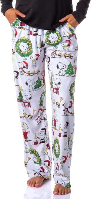 Peanuts Womens' Christmas Charlie Brown Snoopy Santa Sleep Pajama Pants