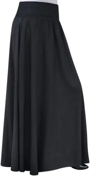 Pleated Skirt for Women, Womens Fashion Elastic Waist Solid Color Vintage A-line Loose Long Maxi Skirts