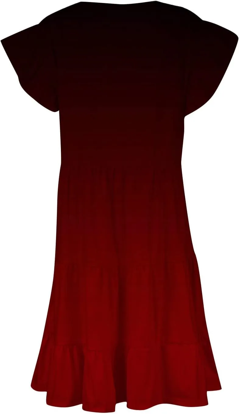 Plus Size Dresses for Curvy Women,Womens Ruffle Sleeve Tiered V Neck Midi Dress Casual Summer Dress with Pockets