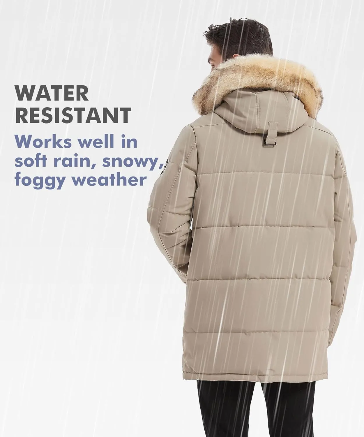 PUREMSX Winter Coat for Men, Warm Windproof Insulated Thick Outdoor Padded Parka Jackets
