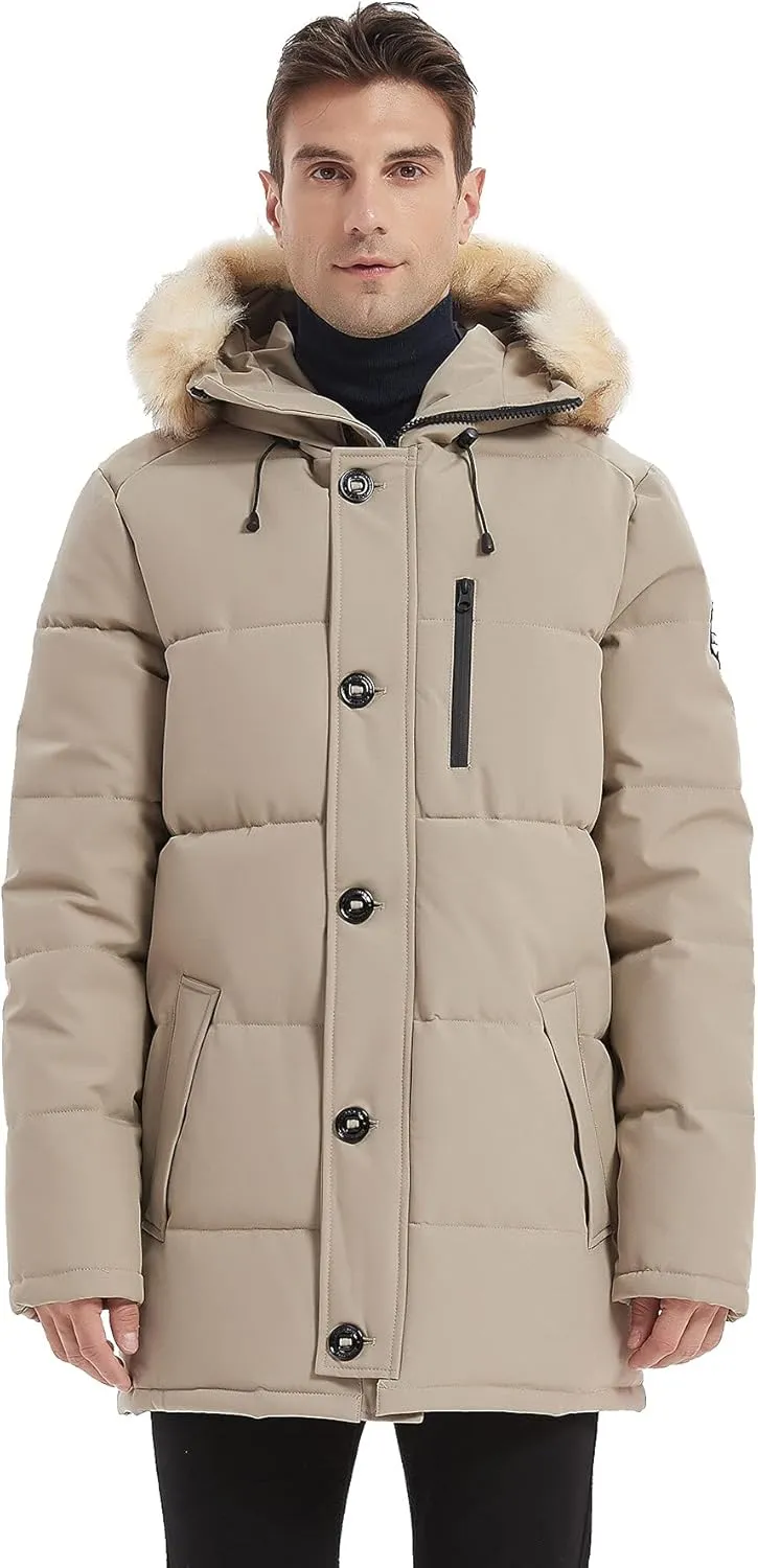 PUREMSX Winter Coat for Men, Warm Windproof Insulated Thick Outdoor Padded Parka Jackets