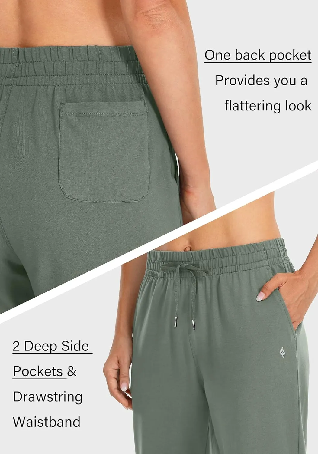 SANTINY Women's Cotton Sweatpants Yoga Lounge Casual Pants Open Bottom Sweat Pants for Women with Pockets