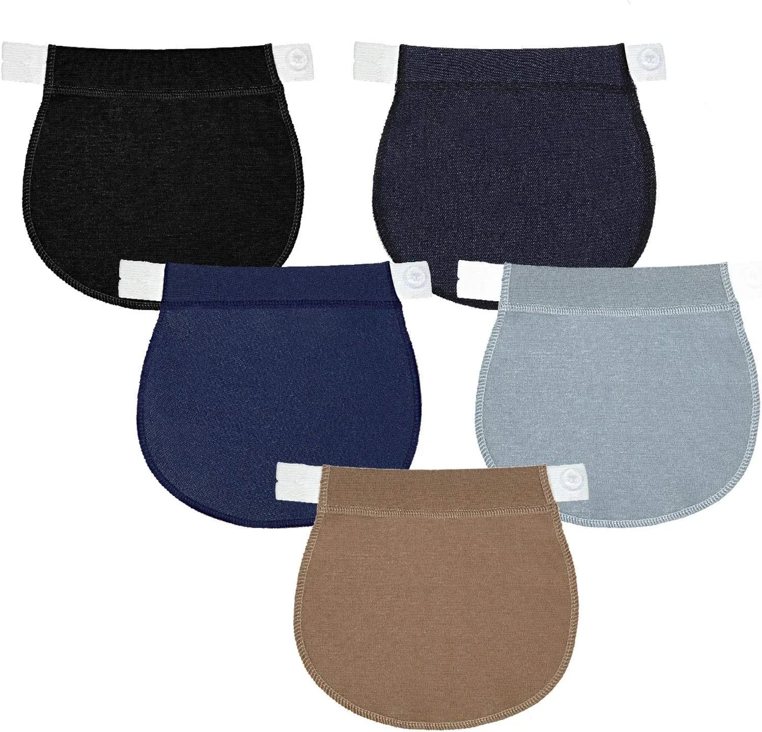 SATINIOR 5 Pieces Women Maternity Adjustable Belly Bands Pants Extender, 7.3 x 6.5 Inch Pregnancy Pants Waistband Extender for Pregnant Women Belly Bands Pants Waist Trouser Jeans