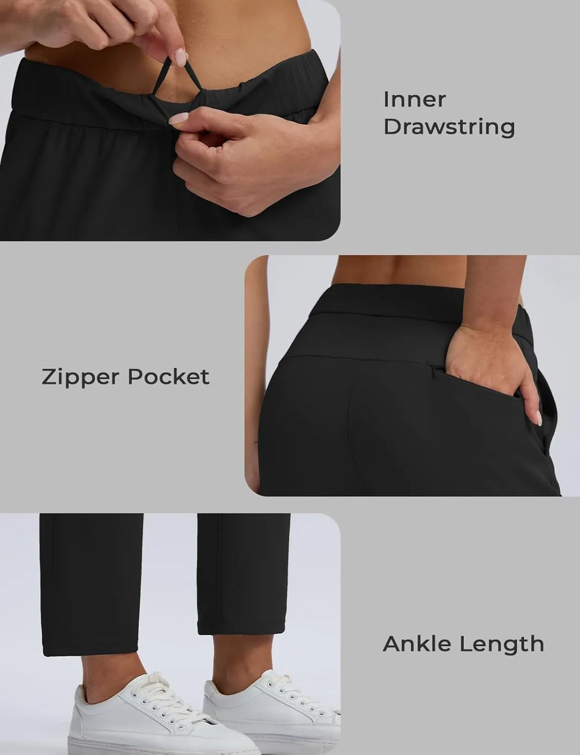 Seamaid Women's Golf Pants with Deep Pockets 7/8 Stretch Athletic Travel Pants for Casual Lounge