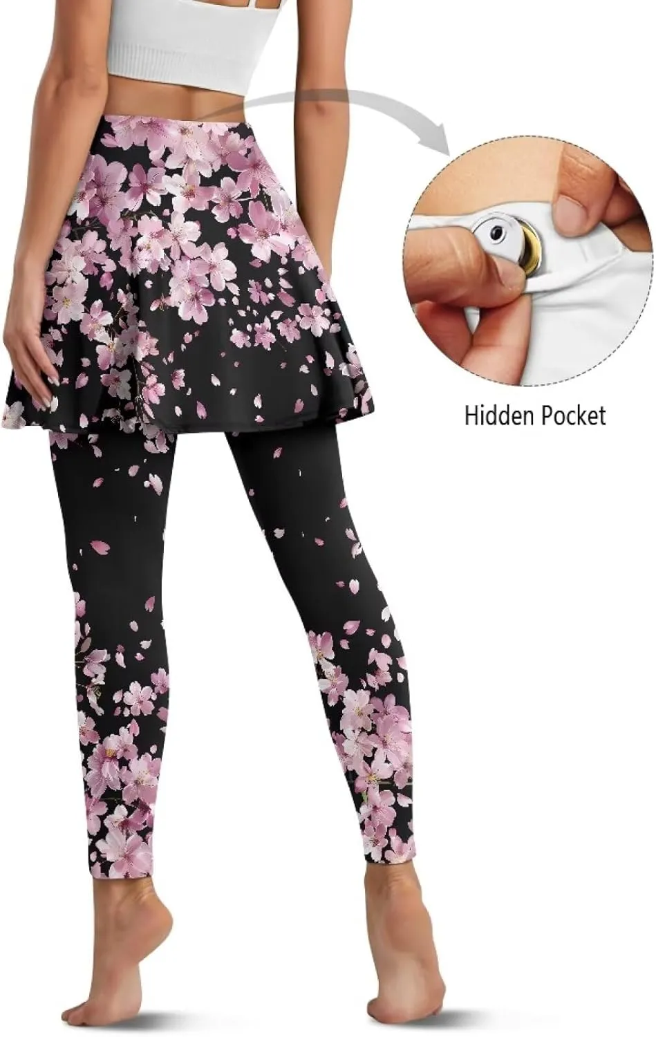 Skirted Leggings for Women with Pockets High Waisted Golf Tennis Yoga Pants with Skirt for Running Workout XS-3XL