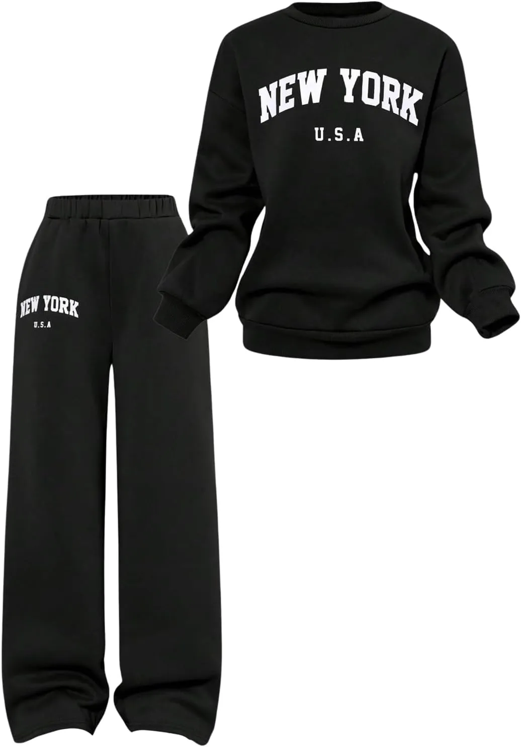 SOLY HUX Cute Clothes for Girls Sweatsuit Sets Crewneck Casual Sweatpants 2 Piece Outfits Sweatshirt and Pants