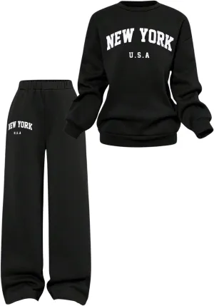 SOLY HUX Cute Clothes for Girls Sweatsuit Sets Crewneck Casual Sweatpants 2 Piece Outfits Sweatshirt and Pants
