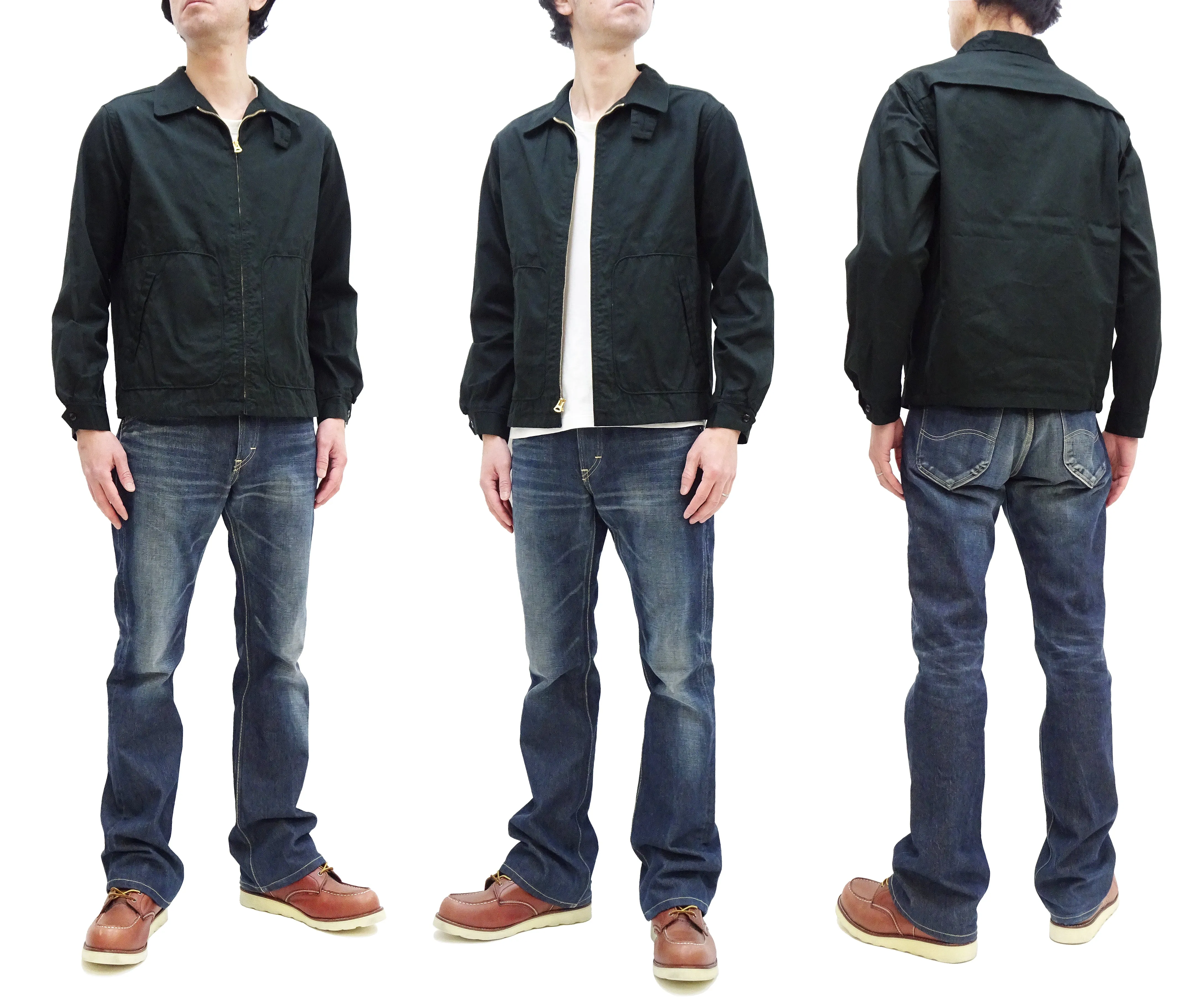 Sugar Cane Jacket Men's Casual 1950s Style Lightweight Unlined Cotton Jacket SC15293 119 Black