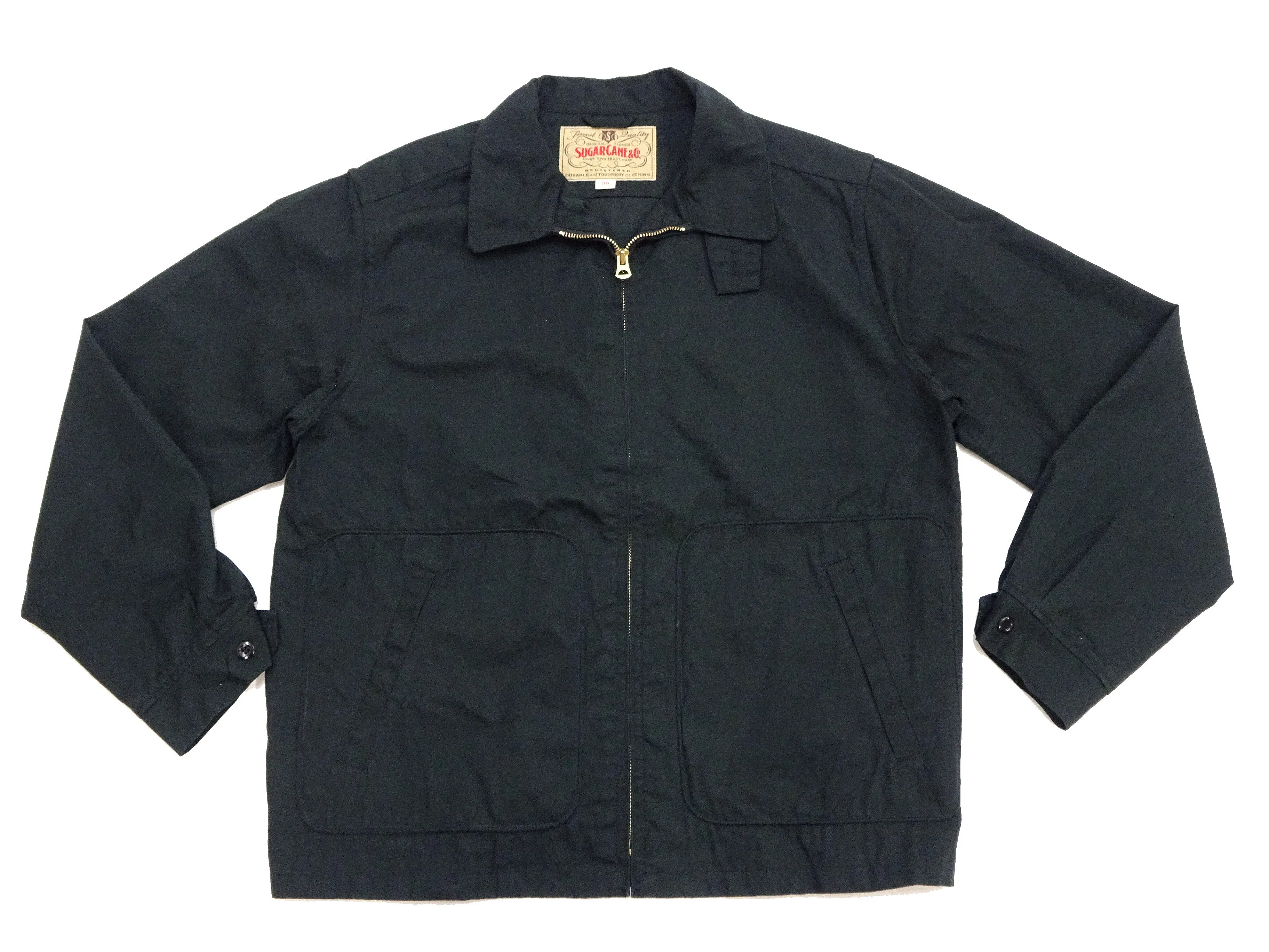Sugar Cane Jacket Men's Casual 1950s Style Lightweight Unlined Cotton Jacket SC15293 119 Black