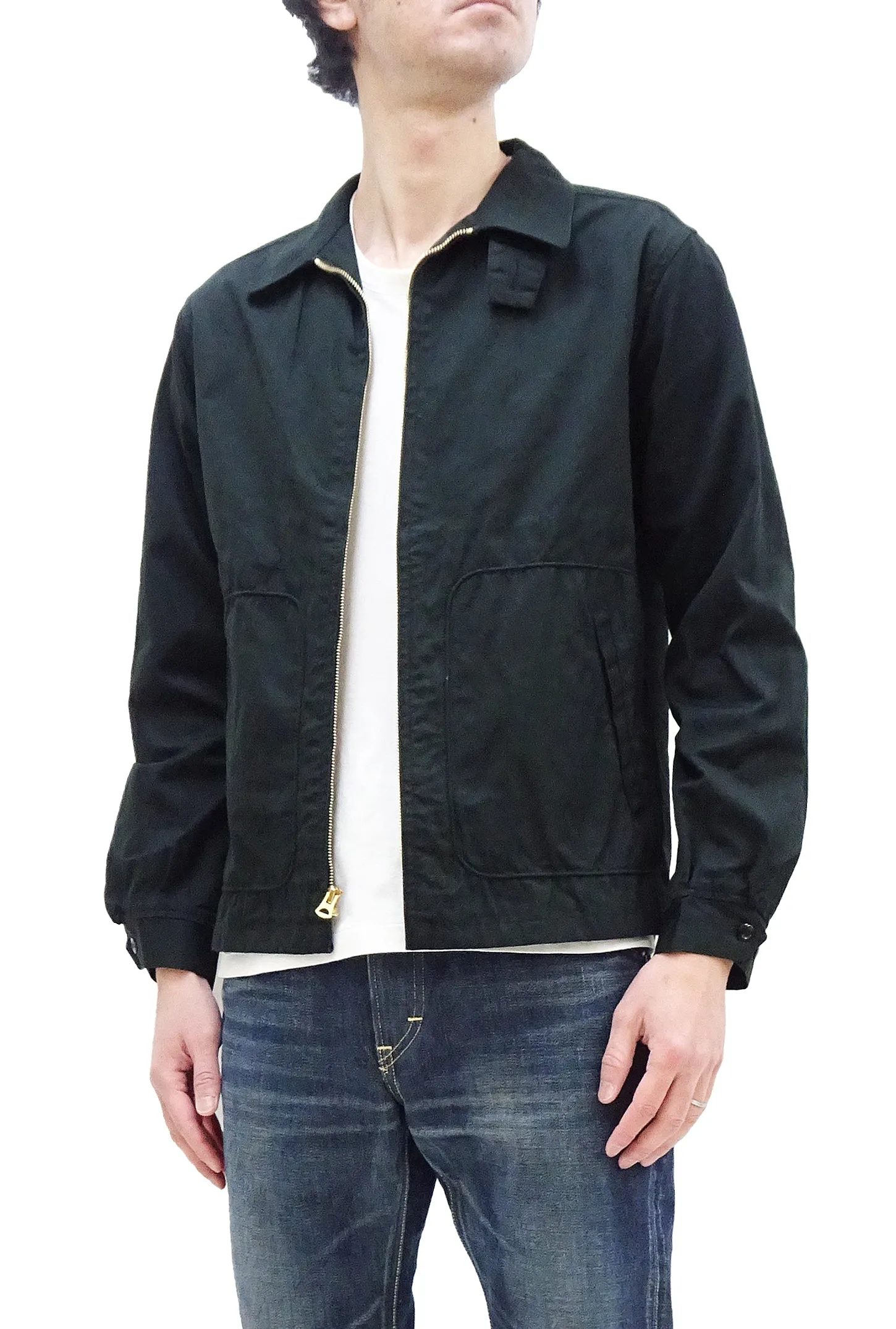 Sugar Cane Jacket Men's Casual 1950s Style Lightweight Unlined Cotton Jacket SC15293 119 Black