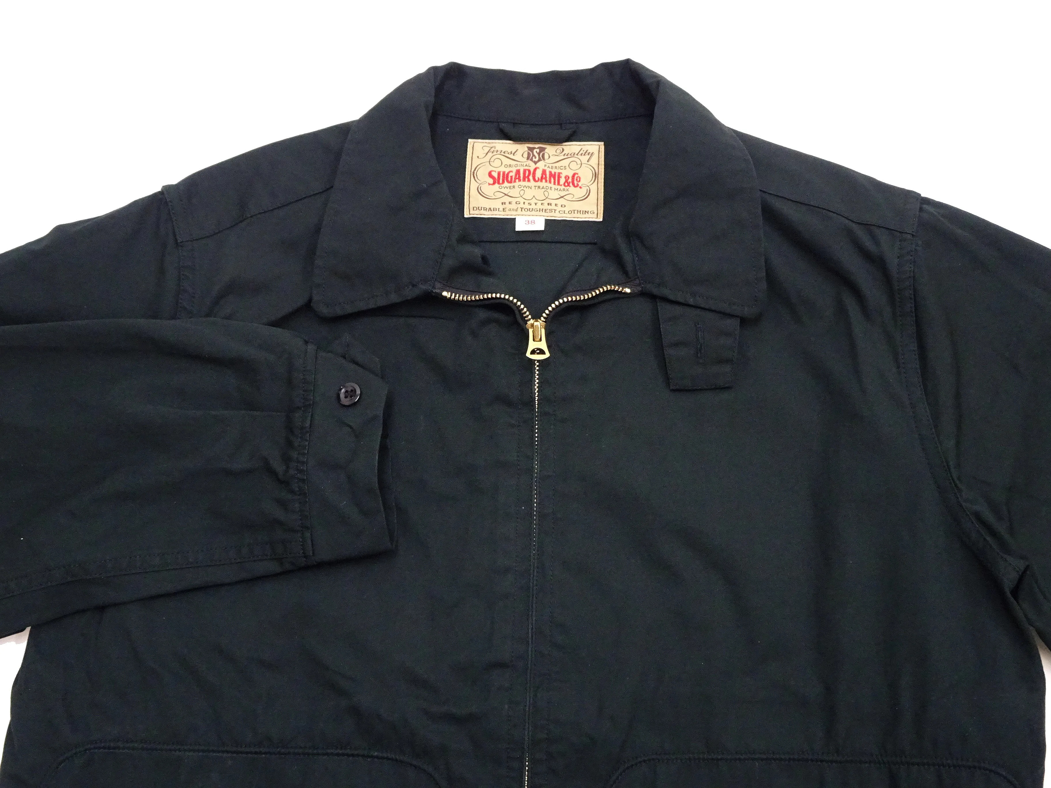 Sugar Cane Jacket Men's Casual 1950s Style Lightweight Unlined Cotton Jacket SC15293 119 Black