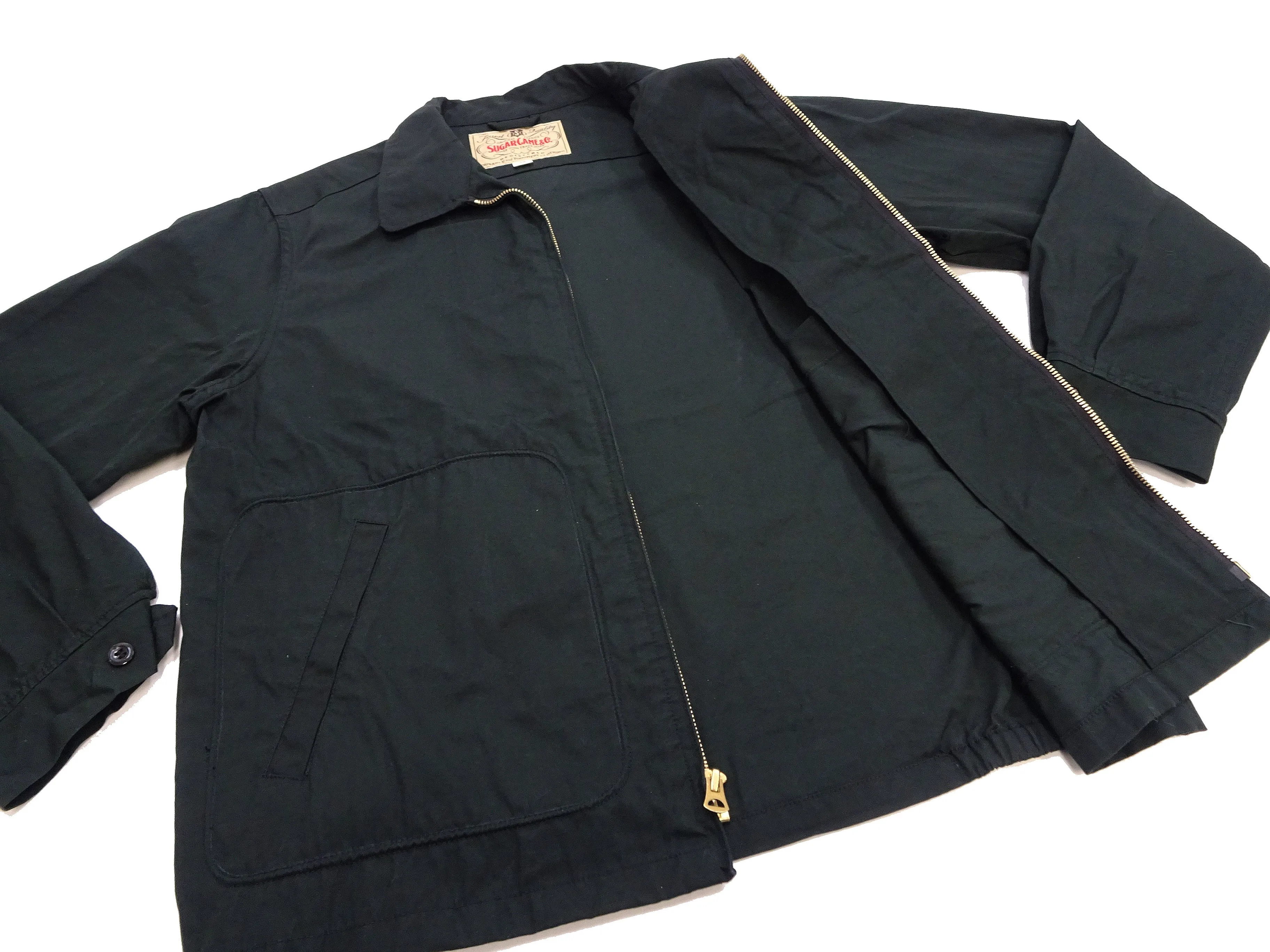 Sugar Cane Jacket Men's Casual 1950s Style Lightweight Unlined Cotton Jacket SC15293 119 Black
