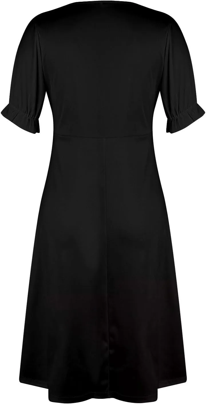 Summer Dresses for Women 2025 Trendy Boho Dress Elegant Beach V Neck Short Sleeve Irregular Hem Midi Sundresses