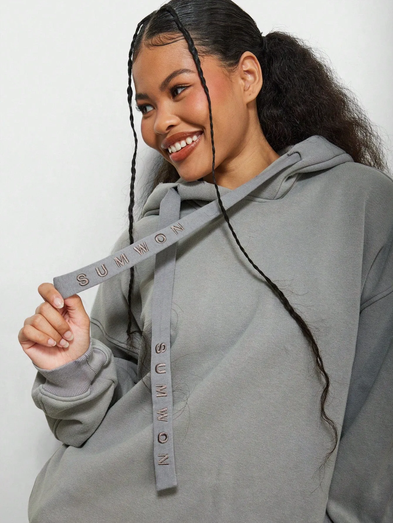 SUMWON WOMEN Washed Oversized Side Pocket Hoodie With Branded Drawcords