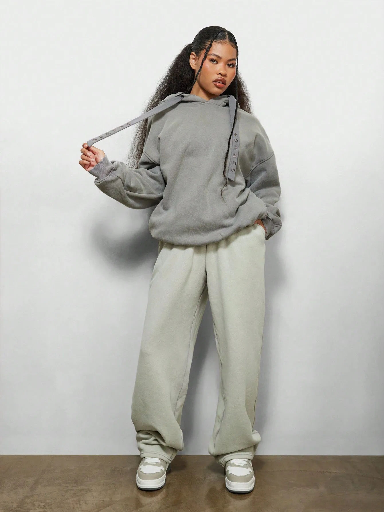 SUMWON WOMEN Washed Oversized Side Pocket Hoodie With Branded Drawcords